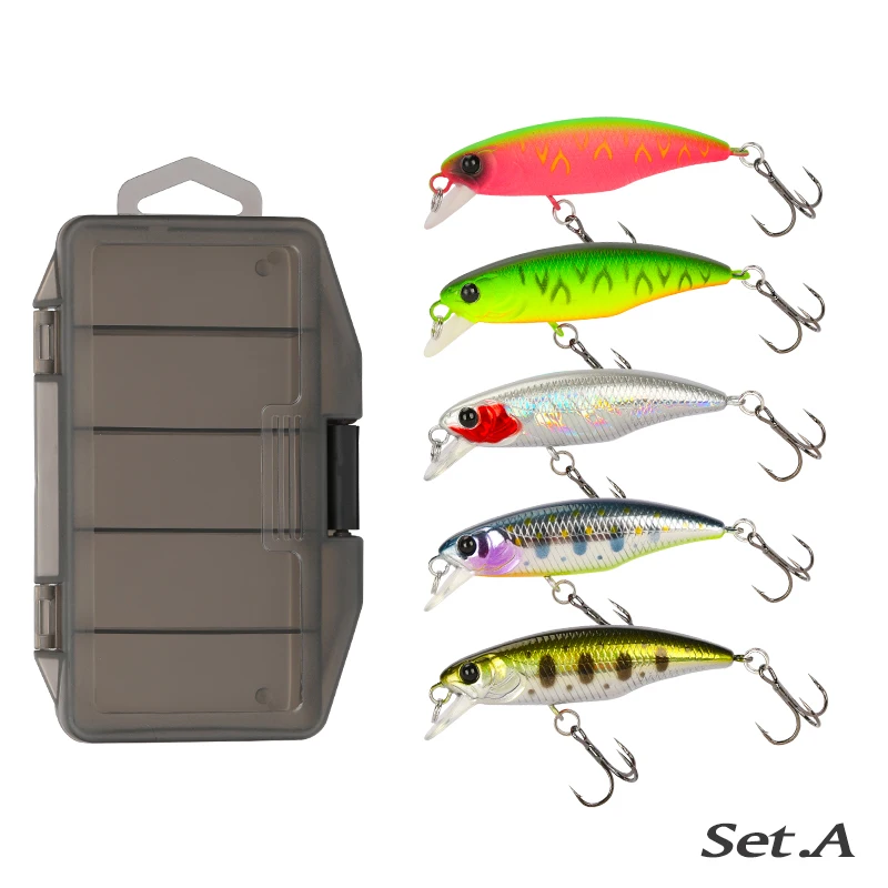 TSURINOYA Angeln Locken 48S Sinking Minnow Angeln Locken Anzug 5 stücke DW69 48mm 3,3g Angeln Wobbler Jerkbait bass Forellen Locken Swimba