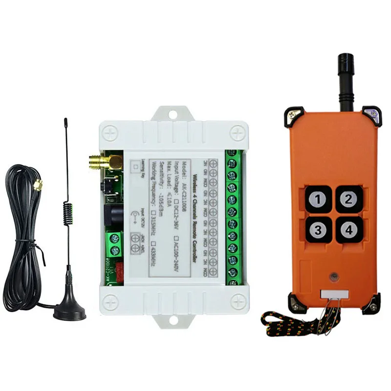 3000M 433MHz Industrial DC 12V 24V 36V 4CH 4 CH RF Wireless Remote Control OverheadTravelling Crane System Receiver Digital Key