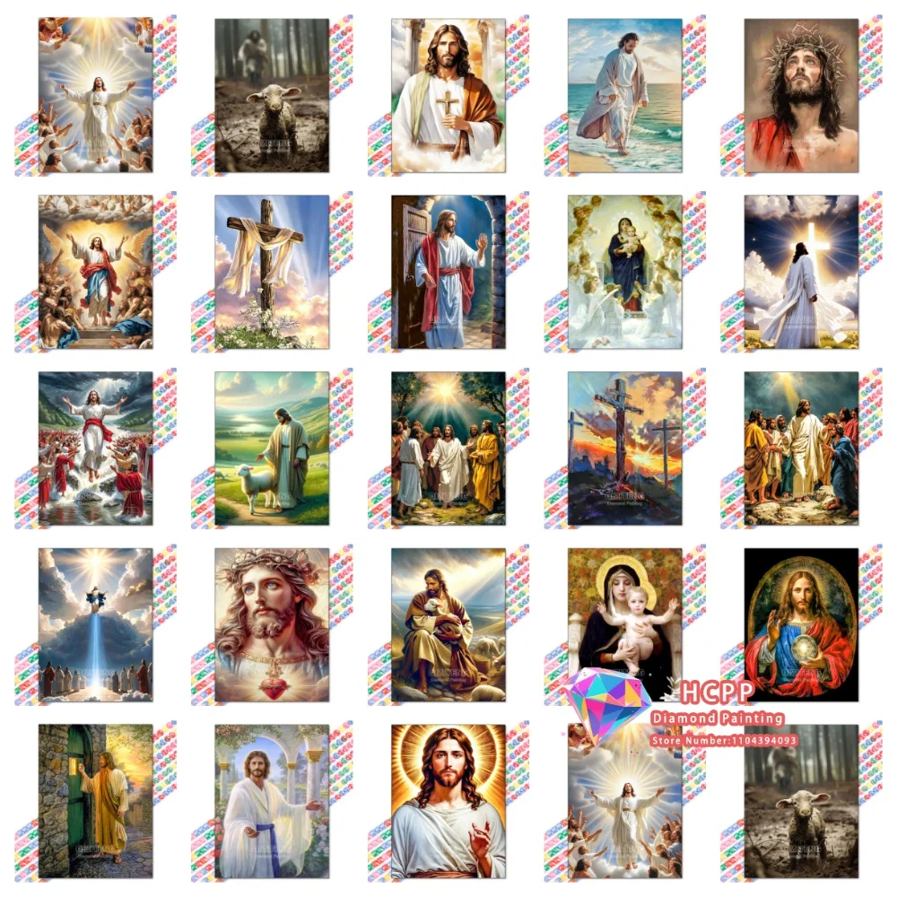 Jesus Kreuz Religiöses Quadratisches Rundes Diamant-Malset 5D DIY Kreuzstich Handgemachte Kunst Geschenk Handwerk Heimdekoration Festtagsgeschenk