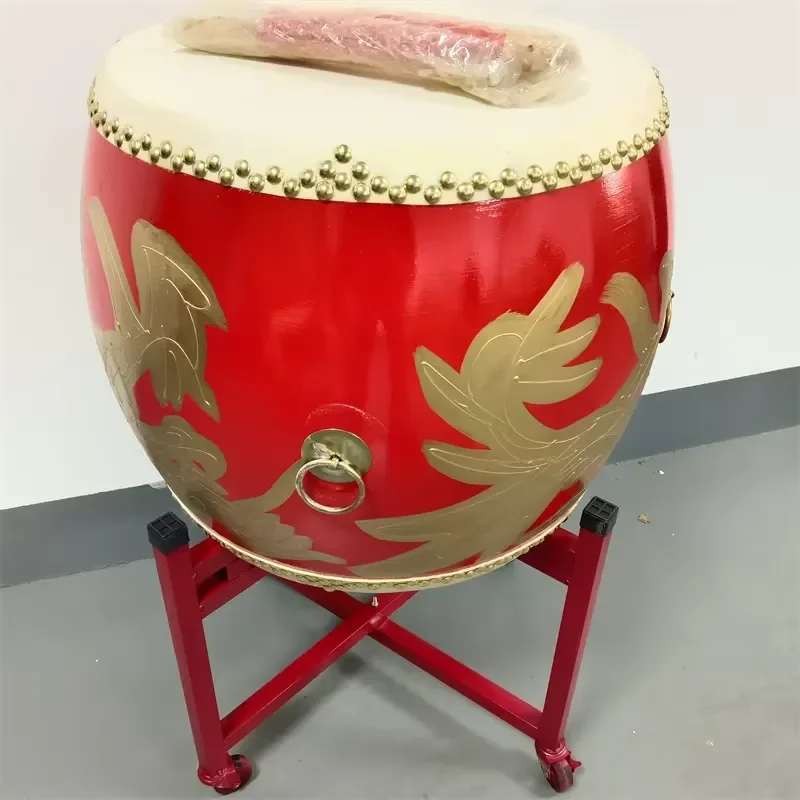 45cm Traditional Chinese Folk War Drum for Festival Lion Dance Performance Percussion Instrument Handmade Wooden Drum Lion