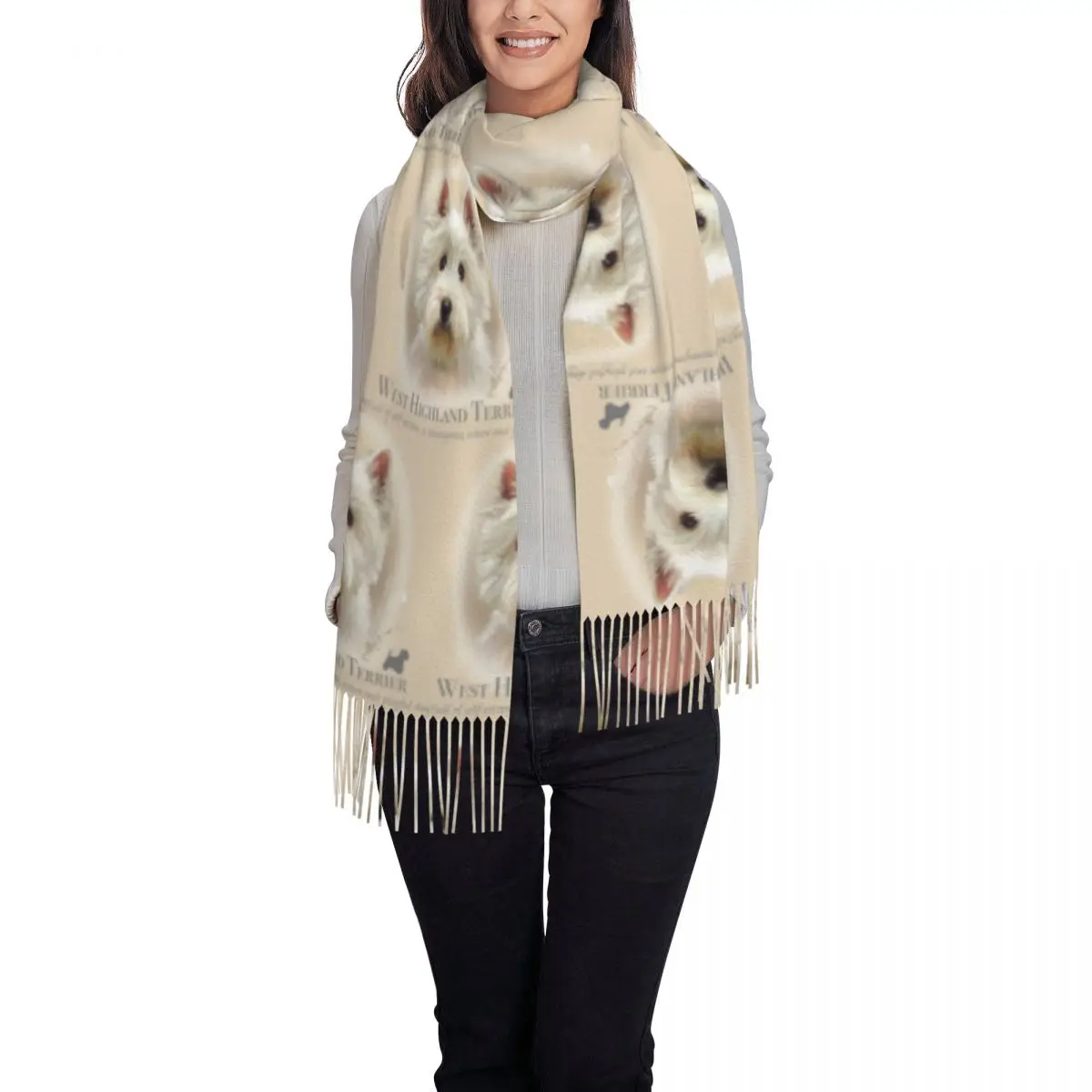 Custom Print Westie Scarf Men Women Winter Fall Warm Scarves West Highland White Terrier Dog Shawls Wraps