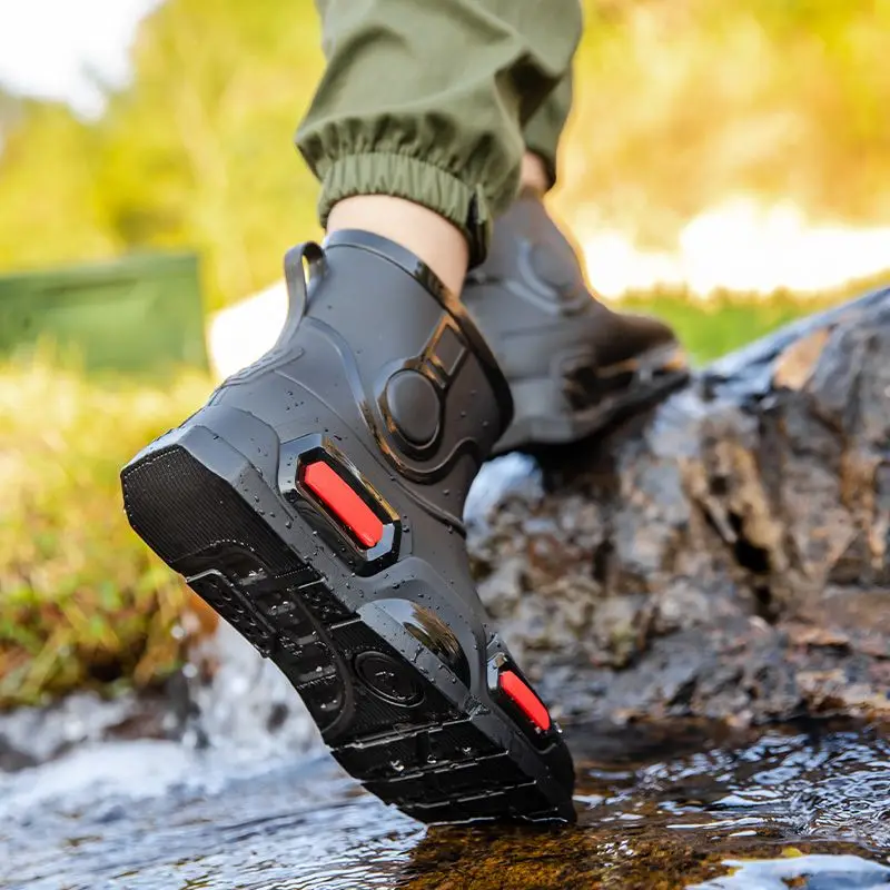 

Обувь для молодых мужчин, работа от шеф-повара, кухня, щиколотки, приготовление пищи, дождливый день, дизайнерская резинка для подростков, водонепроницаемые, устойчивые, новые мужские непромокаемые сапоги из ПВХ