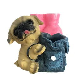 Resin Craft Dog Bag Pen Holder Silicone Molds DIY 3D Concrete Flower Cement Planter Mould Home Decoration Tools