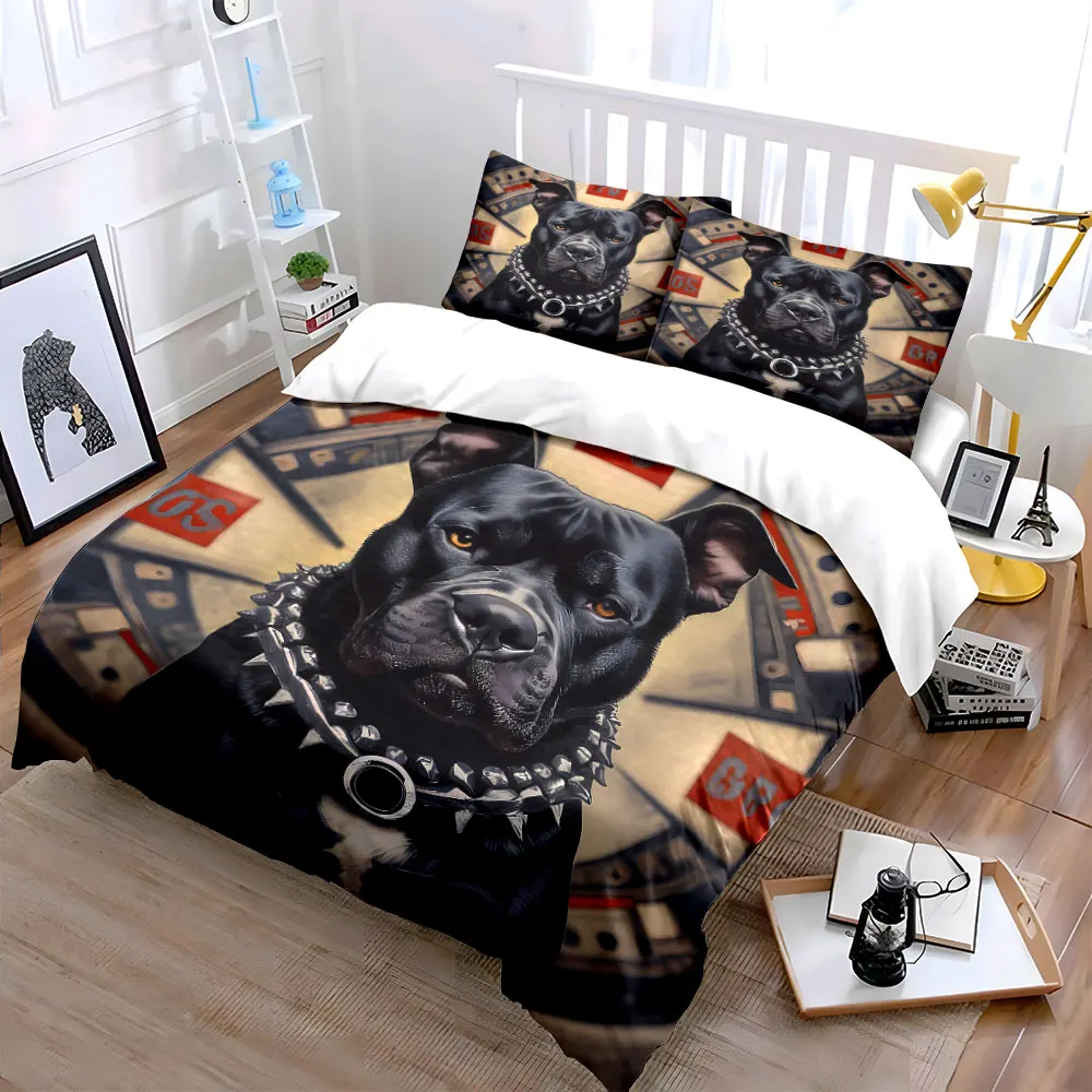 Tough Dog Decor Set Soft Skin-Friendly Bedding Set Includes 1 Duvet Cover And 2 Pillowcase, Gift