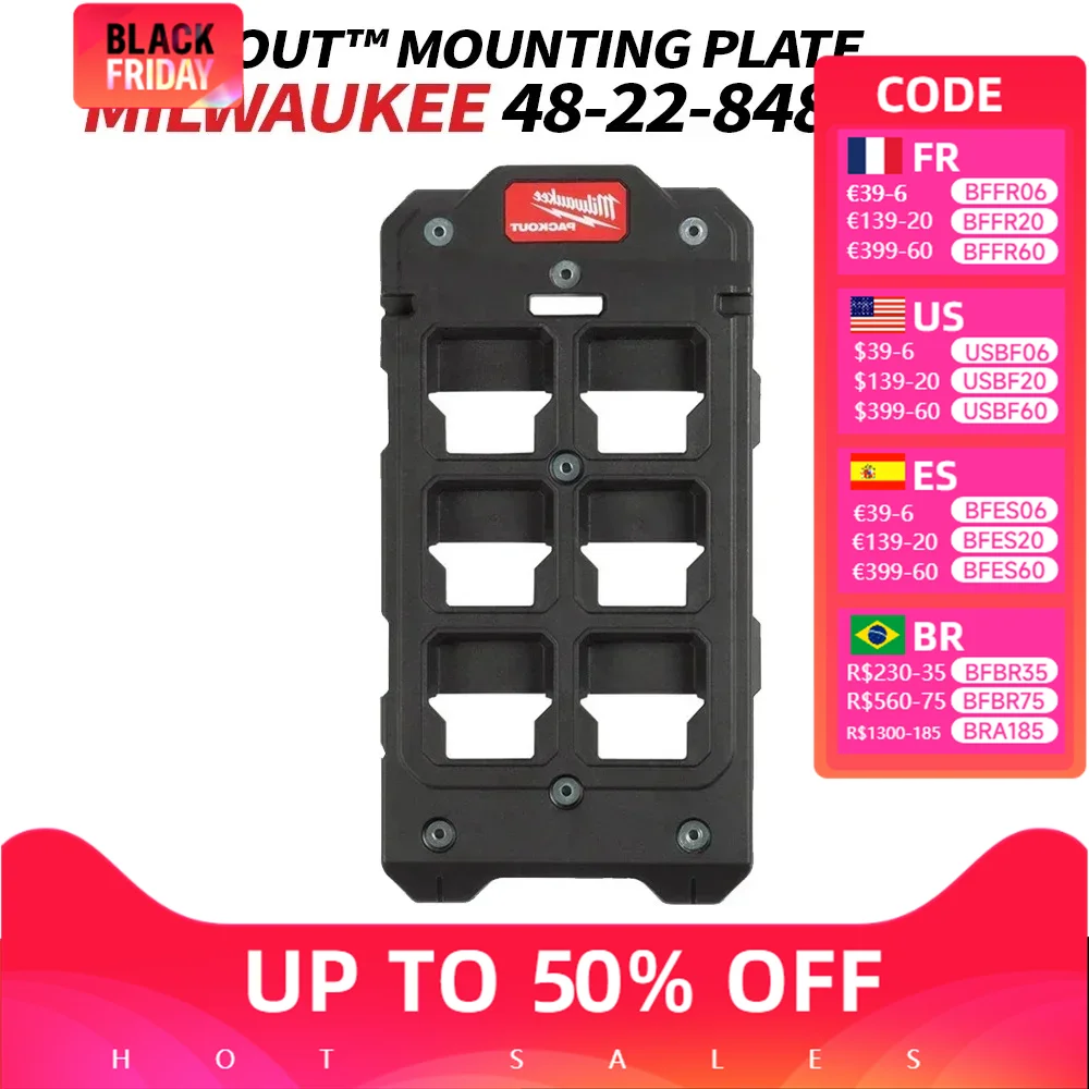 MILWAUKEE 48-22-8486 PACKOUT™ Compact Wall Plate Bearing Impact Resistance Polymer Multiple Rows Of Wall Panels Milwaukee Tool