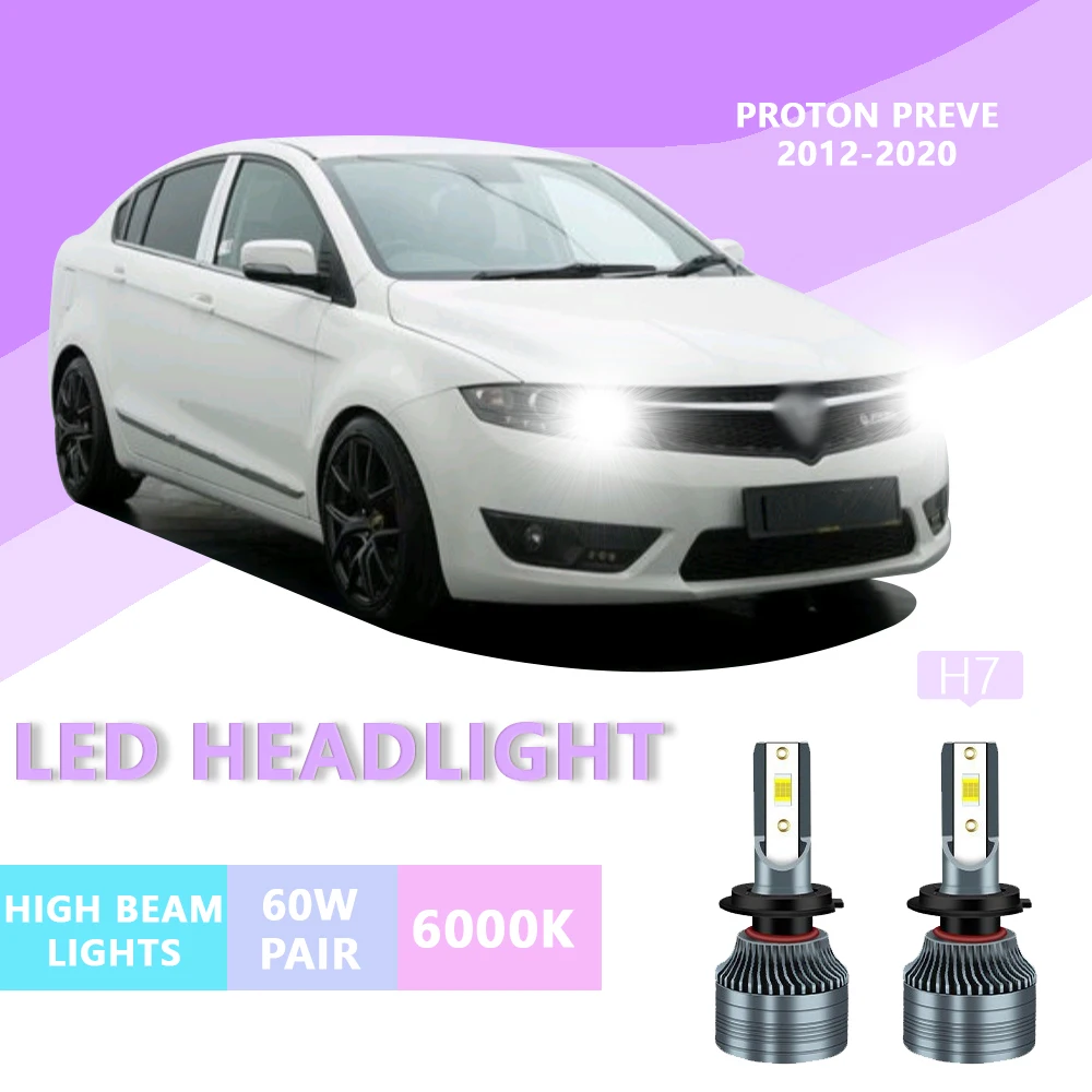 

2PCS FOR proton preve 2012-2020 6000k H7 Super Bright Hi/Lo Beam Headlamp Lampu LED Headlight Bulb White Light