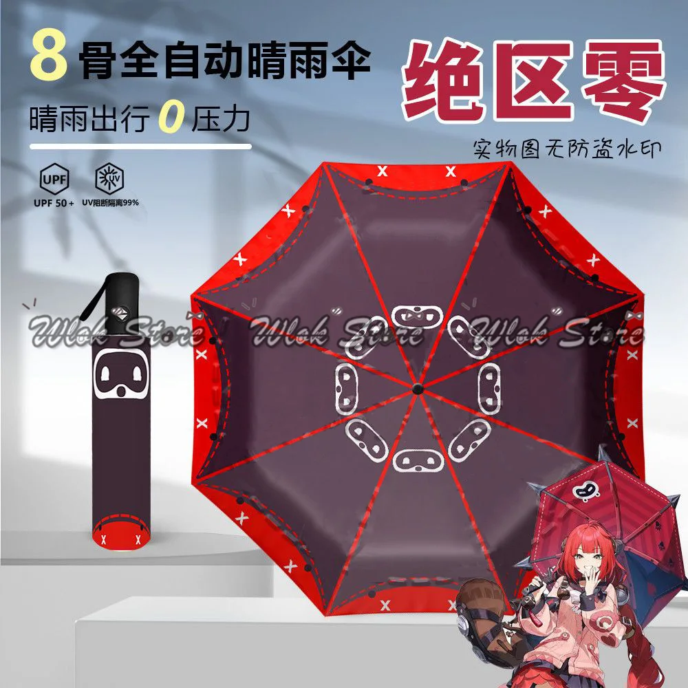 Spiel Zenless Zone Zero Ukinami Yuzuha Cosplay ZZZ Regenschirm faltbarer automatischer Regenschirm im Freien Sonne Regen 8-Rippen für Männer Frauen