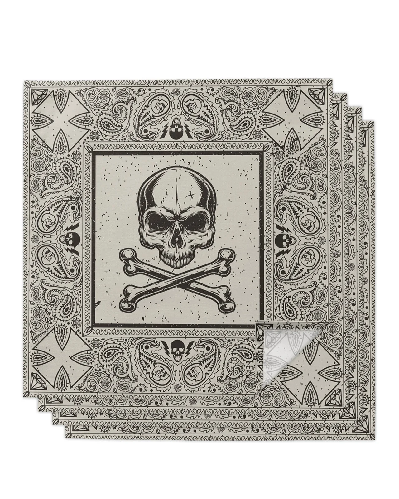 

4pcs Paisley Pattern Skull Square Napkins 50cm Table Napkin Party Wedding Decoration Table Cloth Kitchen Dinner Serving Napkins