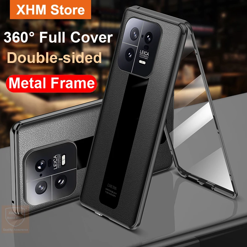 

For Xiaomi 13 Pro Case 360 Tempered Glass Phone Case For Xiaomi 13 Pro Mi Mi13 Flip Leather Covers Bumper Metal Double Sided