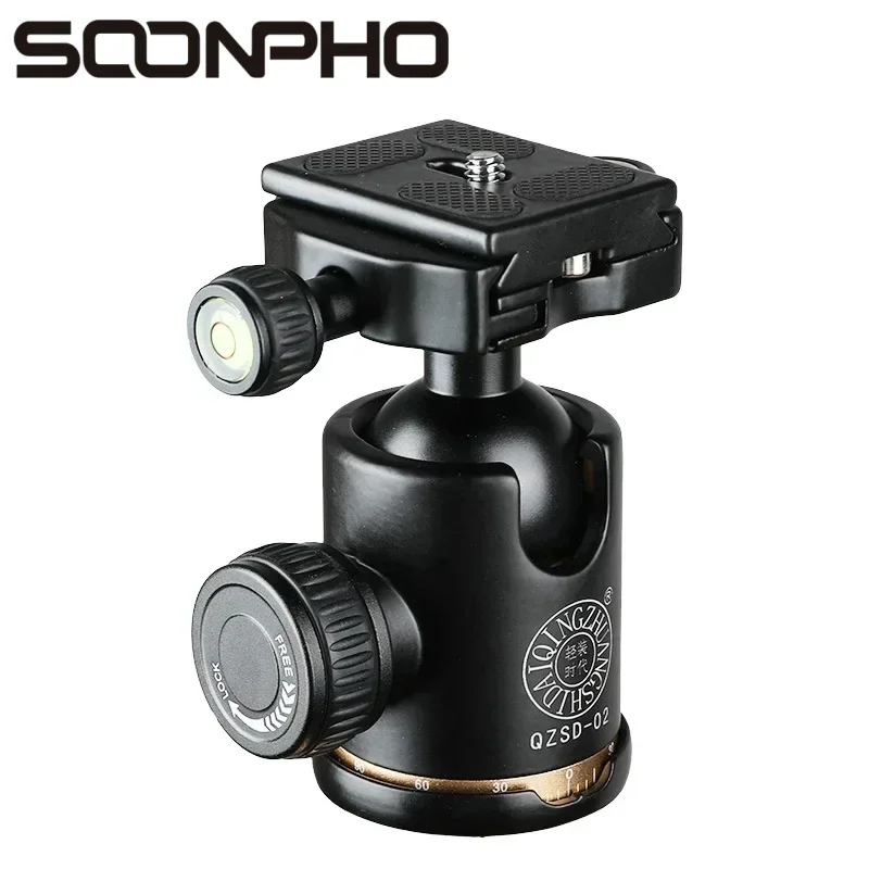 

For DSLR Cameras SOONPHO QZSD-02 Camera Tripod Ball Aluminum 360 Degree Panoramic Swivel Head with Quick Release Plate