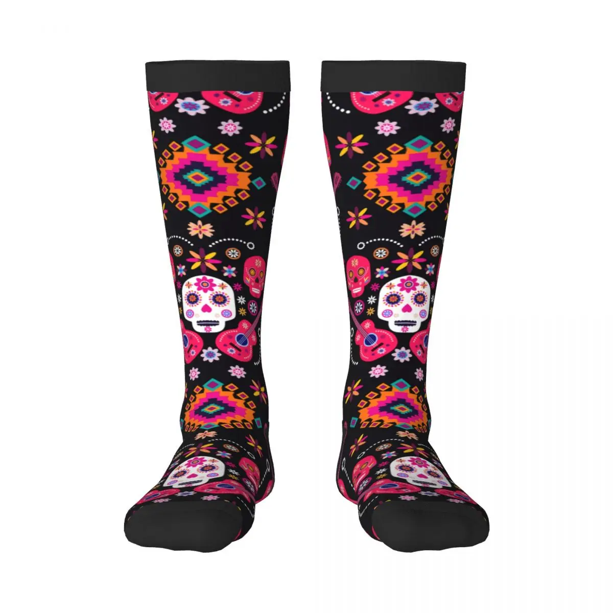 Casual Stockings Mexican Sugar Skulls And Flowers Knee Thigh High Long Socks