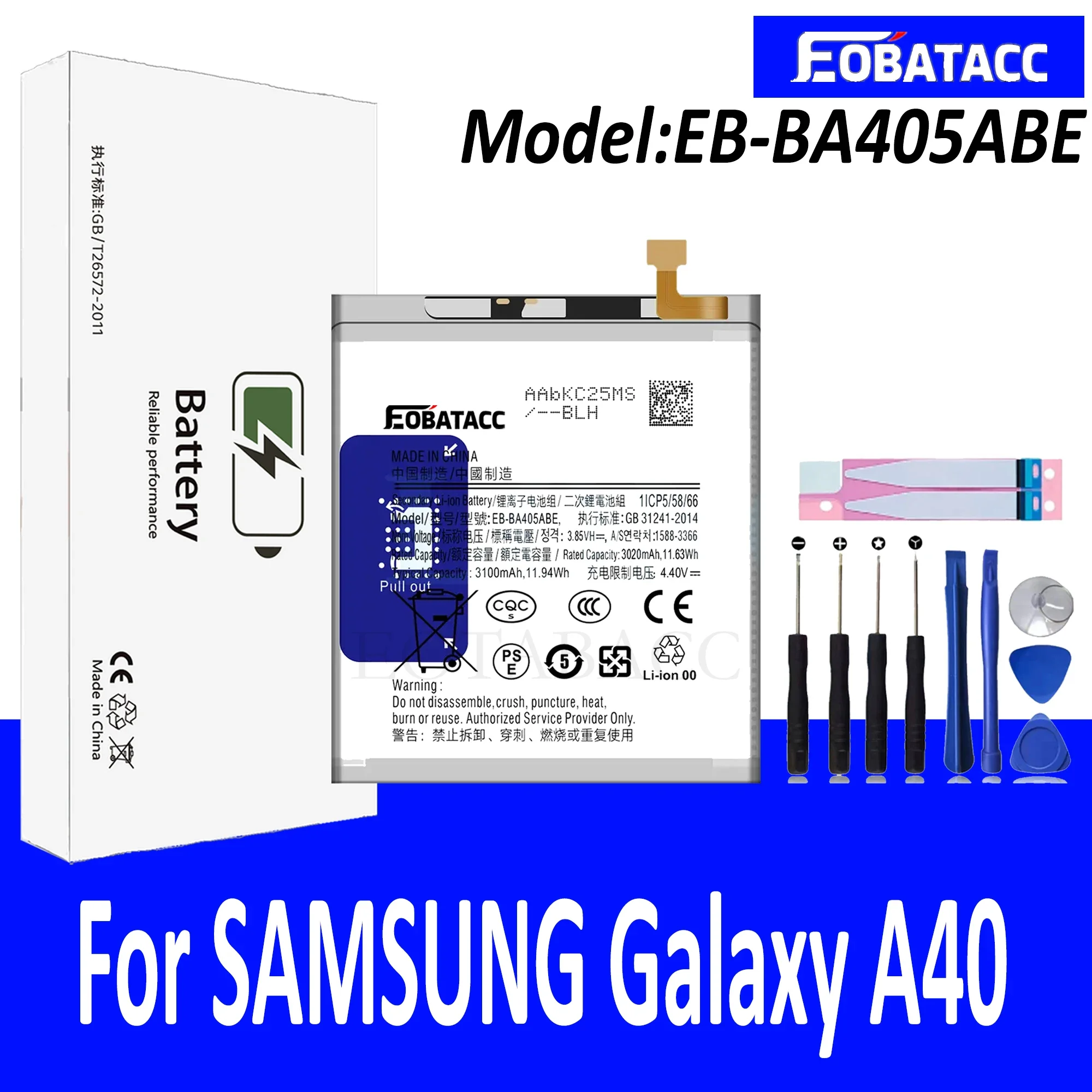 EOTABACC New 100% High Quality EB-BA405ABE Battery For Samsung A40 Mobile Phone Bateria