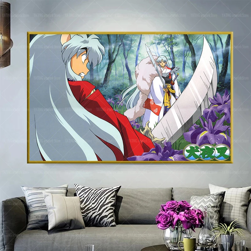 Japanese anime Inuyasha canvas painting anime character series wall art poster prints home children bedroom decoration painting