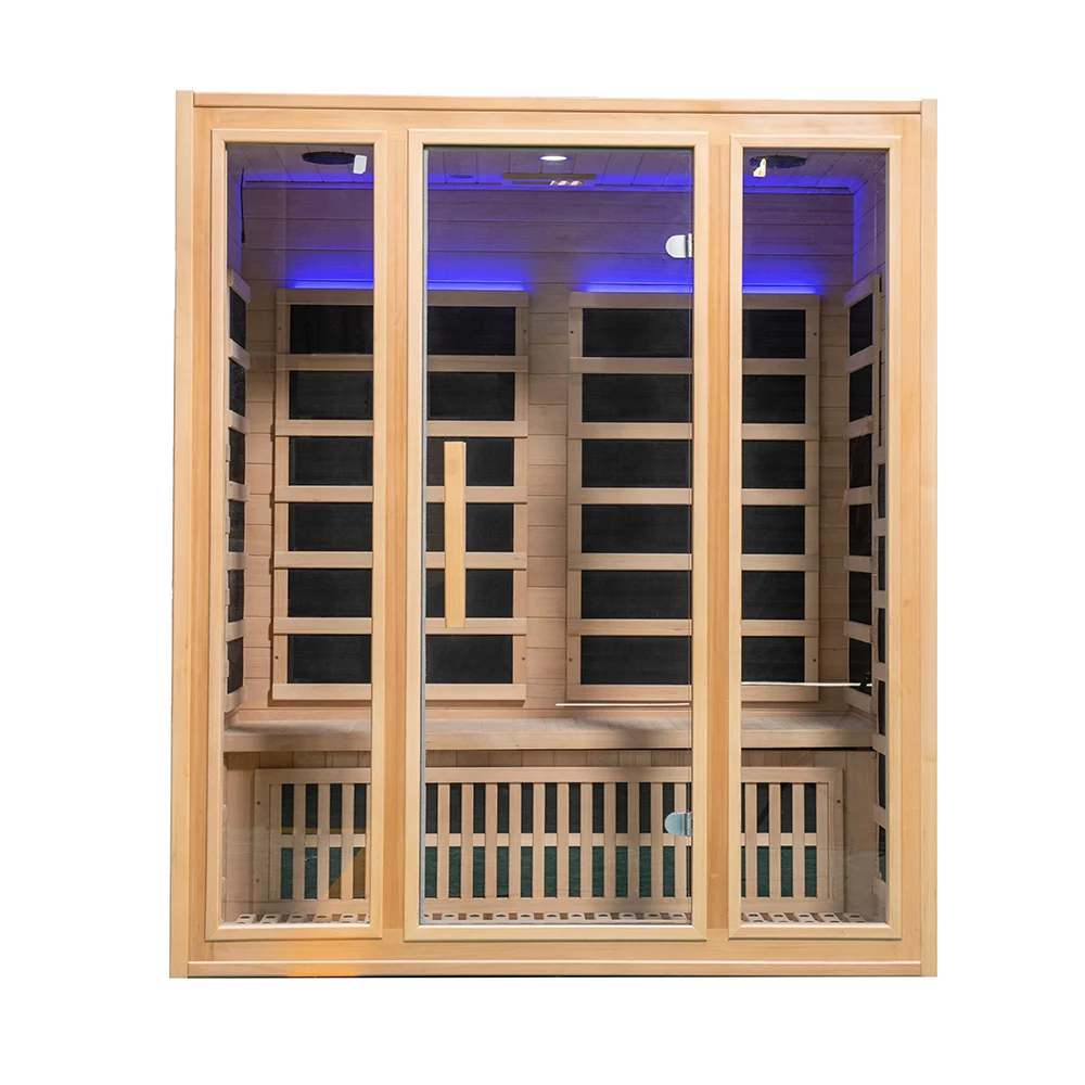 Indoor Wooden Infrared Sauna Room Low Emf 4 Person Far Infrared Sauna