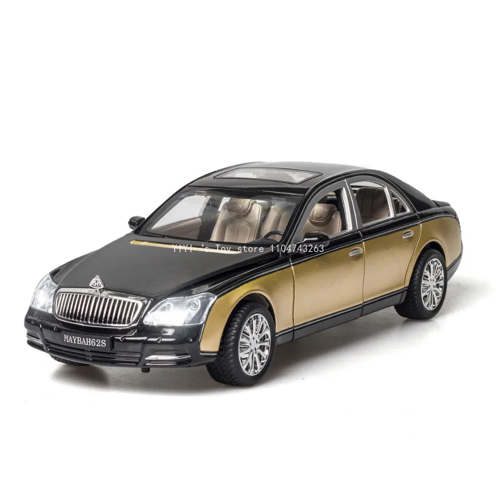 1:24 Scale Maybach  62S Luxury Car Model Toy Alloy Diecast Pull Back Music Light Sports Cars Models Toys Collection Gifts 30