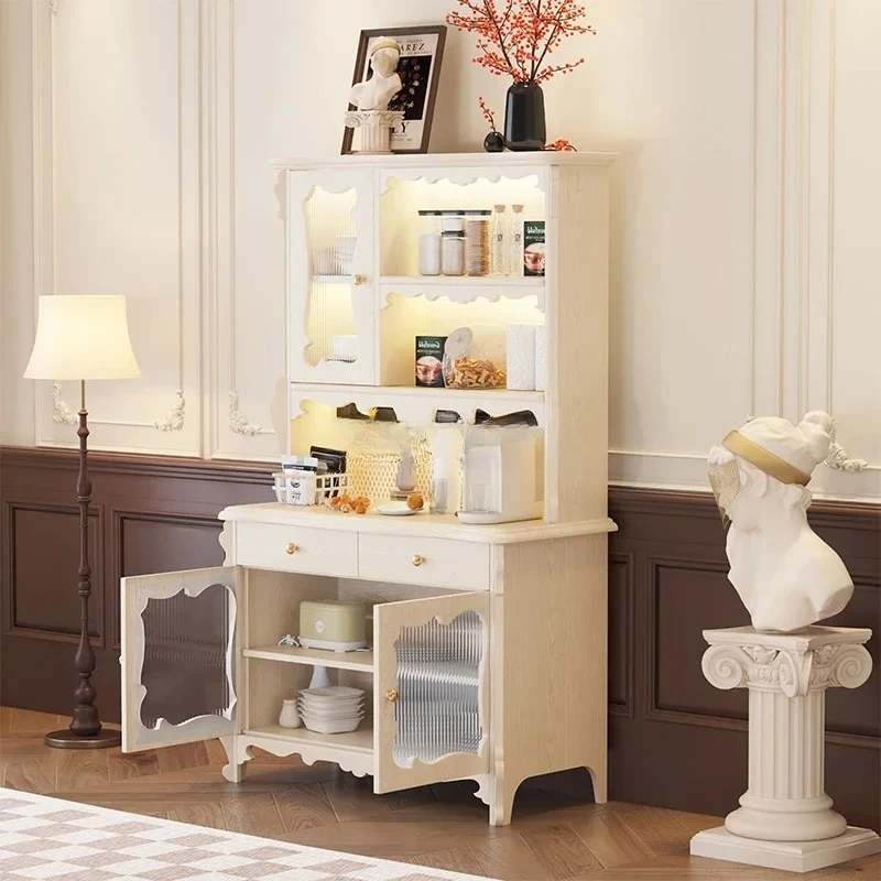 French cream retro corridor living room decorative cabinet American storage solid wood high edge storage cabinet