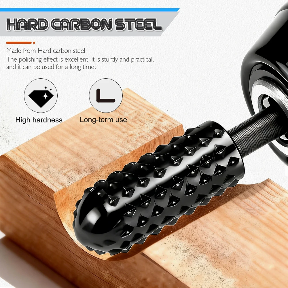 5-Piece Set of Woodworking Round-Handle Rotary Shaped Files Steel Files for Grinding, Polishing, Deburring, and Hole Enlargement