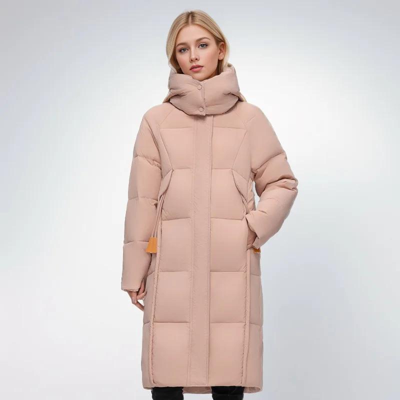 Parka longue à capuche pour femme avec fermeture éclair, vestes de poche, manteau chaud, coton épissé, monochromatique, décontracté, optique, dame, hiver, 2024