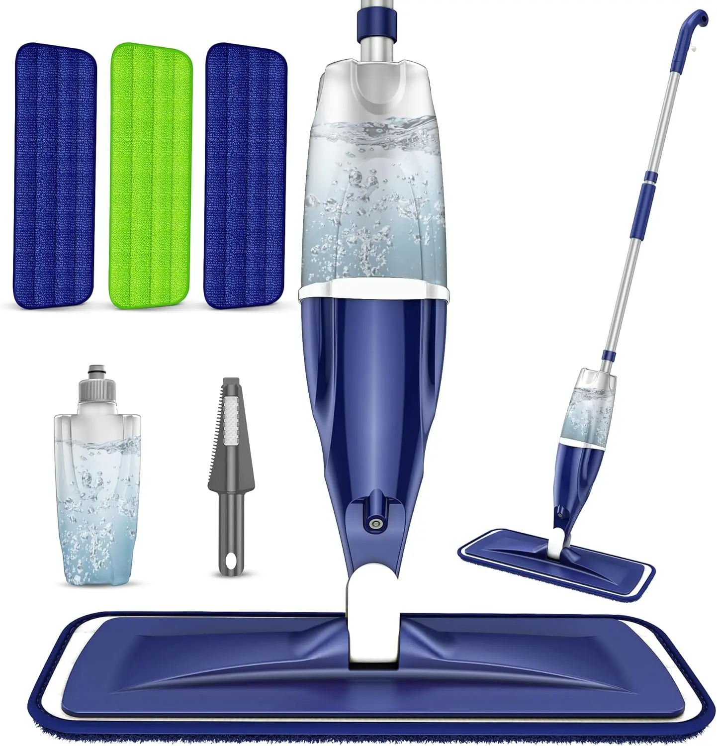 

Microfiber Spray Mop for Floors Cleaning: Wet Dry Hardwood Floor Mops with 3 Washable Reusable Pads for Swiffer Powermop - Flat