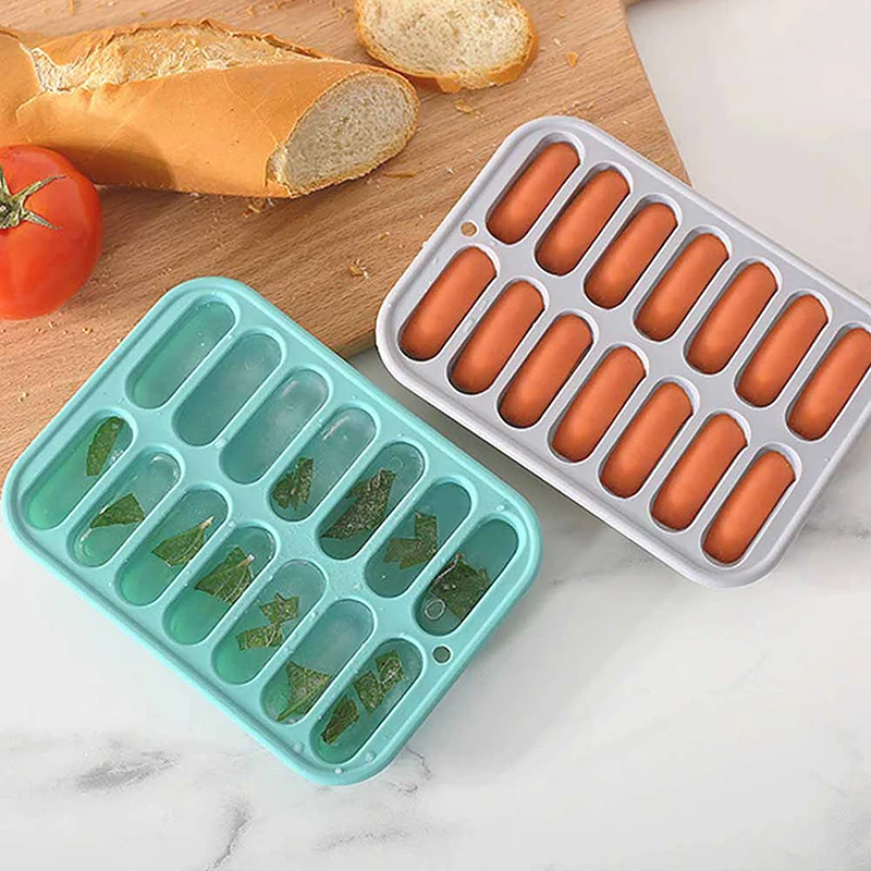 Sausage Maker Mould 14 Grids Silicone DIY Ham Hot Dog Making Moulds With Lid Kitchen Household Sausages Cake Baking Tools Molds