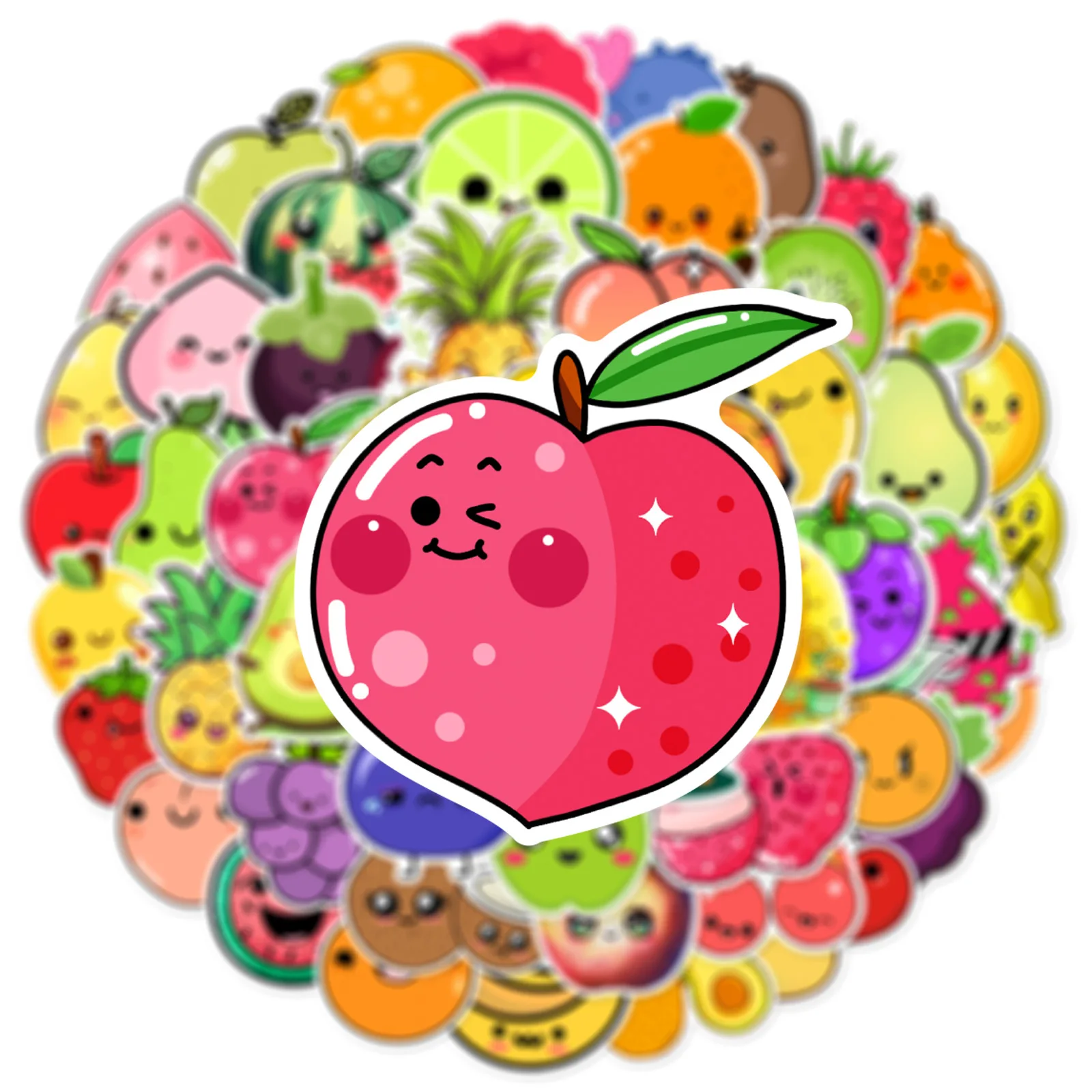 60PCS Cute Fruit Stickers Waterproof Kawaii Watermelon Banana Decals for DIY Crafts Scrapbooking and Laptop Decor ﻿