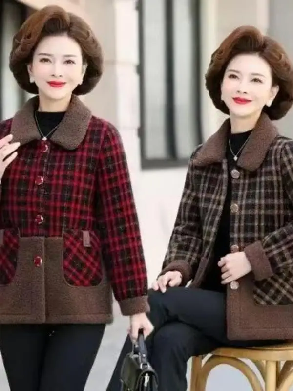 Übergröße Fleece-gefütterter Verdickter Lammfell-Mantel für Damen, Herbst-Winter Neuheit, Warme Schlanke Vielseitige Oberbekleidung