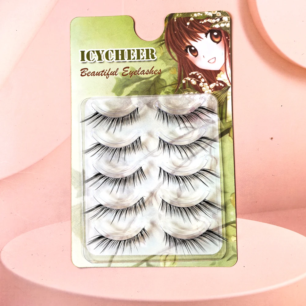 5 pares natural estilo olho de raposa cílios conjunto natural olhando alado final olho alongado cílios mangá chicote falso olho cílios olho de gato