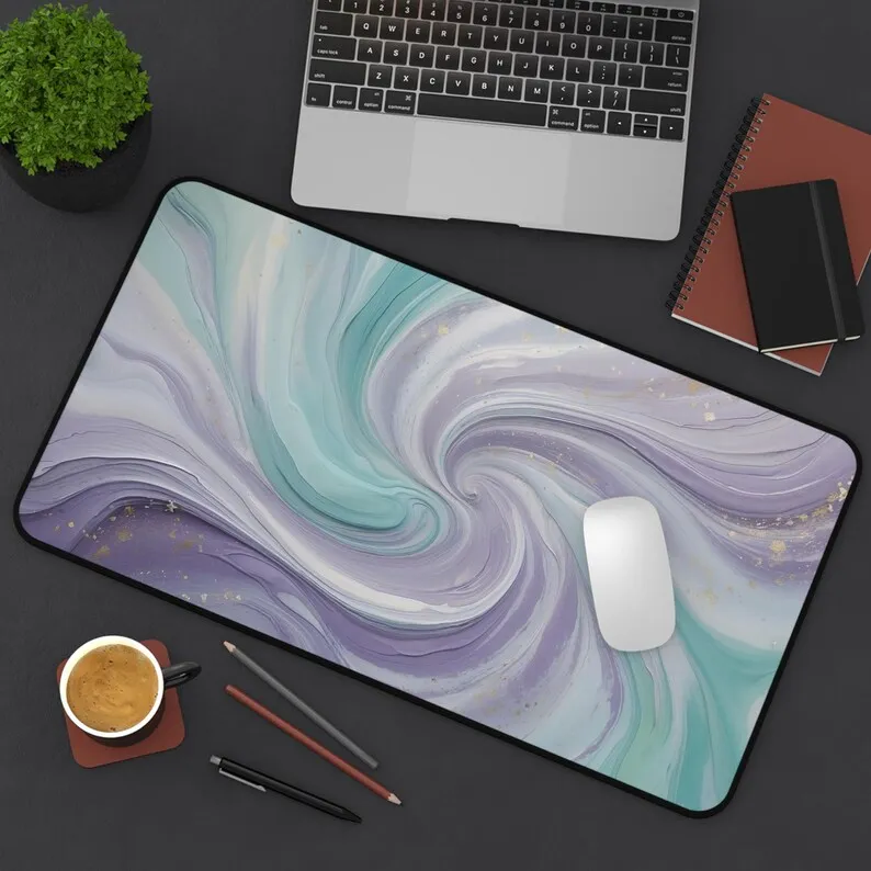 Pastel Swirl Pattern Desk Mat, Suitable for Home Offices, Gamers' Desktop Accessories, and A Gift for Creative Enthusiasts XXL