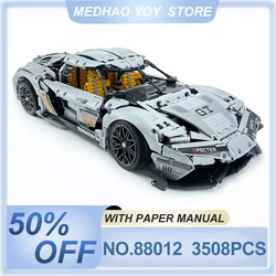 MOYU 88012 Technical Grey MOC Super Sprots Car GT Model Building Blocks Bricks DIY Puzzle Toys Kids Birthday Christmas Gifts