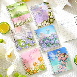 1PC Creative Aesthetic Oil Painting Scenery Style Loose-leaf Notebook Cute Student Coil Notepad Journal Kawaii Girl Stationery