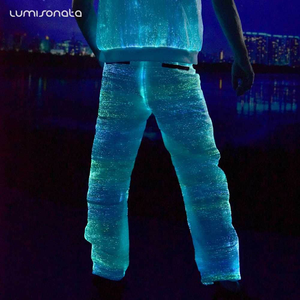 LUMISONATA Cool Fashion Led Light Up Pants Luminous Fiber Optic Dance Club Trousers For Stage Performance