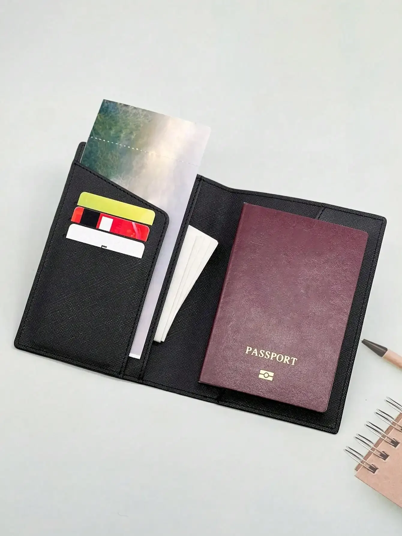 

Minimalist Ultra-Slim Passport Holder - Portable Multi-Card Capacity Business Travel Wallet for Documents, Coins