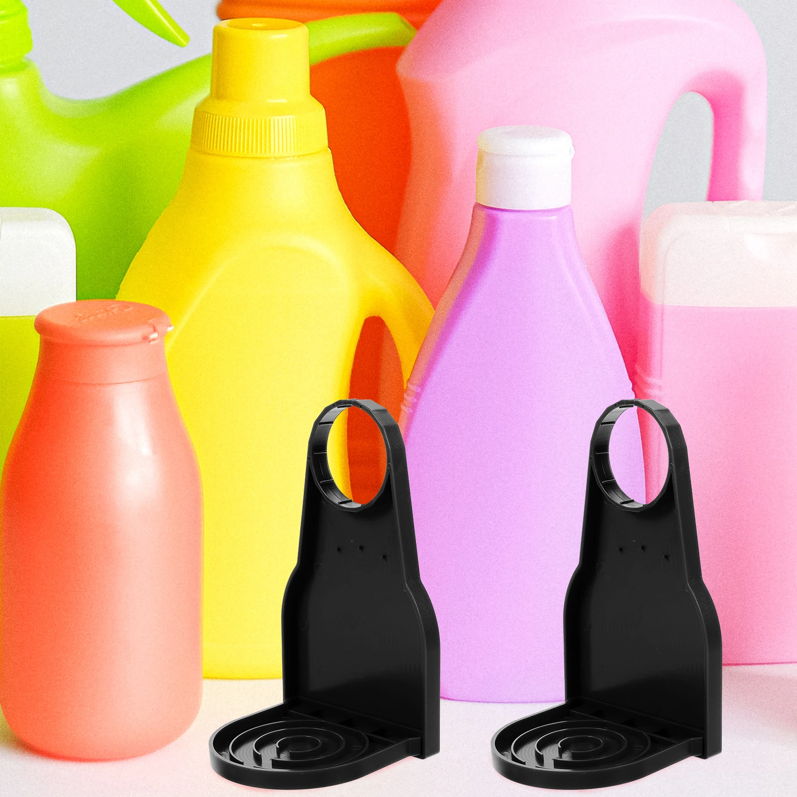 Portavasos antigoteo, bandeja receptora de detergente para ropa, dispensador de jabón, suavizante de plástico, líquido, negro, plegable, se adapta a la mayoría de los tamaños, 2 uds.