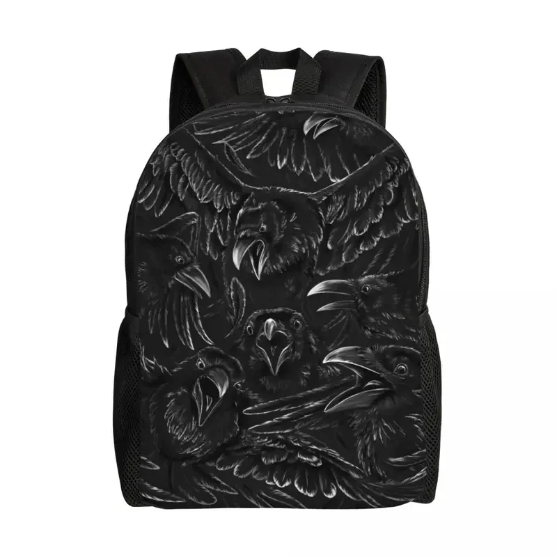 

Raven Rage Backpacks for Men Women School College Students Bookbag Fits 15 Inch Laptop Halloween Witch Gothic Scary Crow Bags