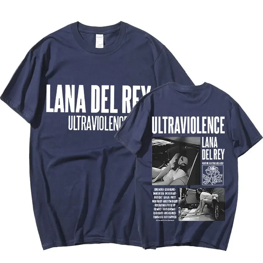 

Singer Lana Del Rey Double Sided Graphic T Shirts Men Women Hip Hop Retro T-shirt Summer Cotton Oversized Tshirt Streetwear