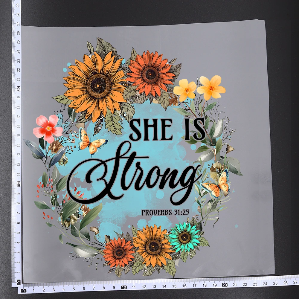 25CM Creative Flower Dandelion Guitar Transfer Patches For Clothes Stickers DIY A-Level Washable Shirt Iron-on Thermal Sticker