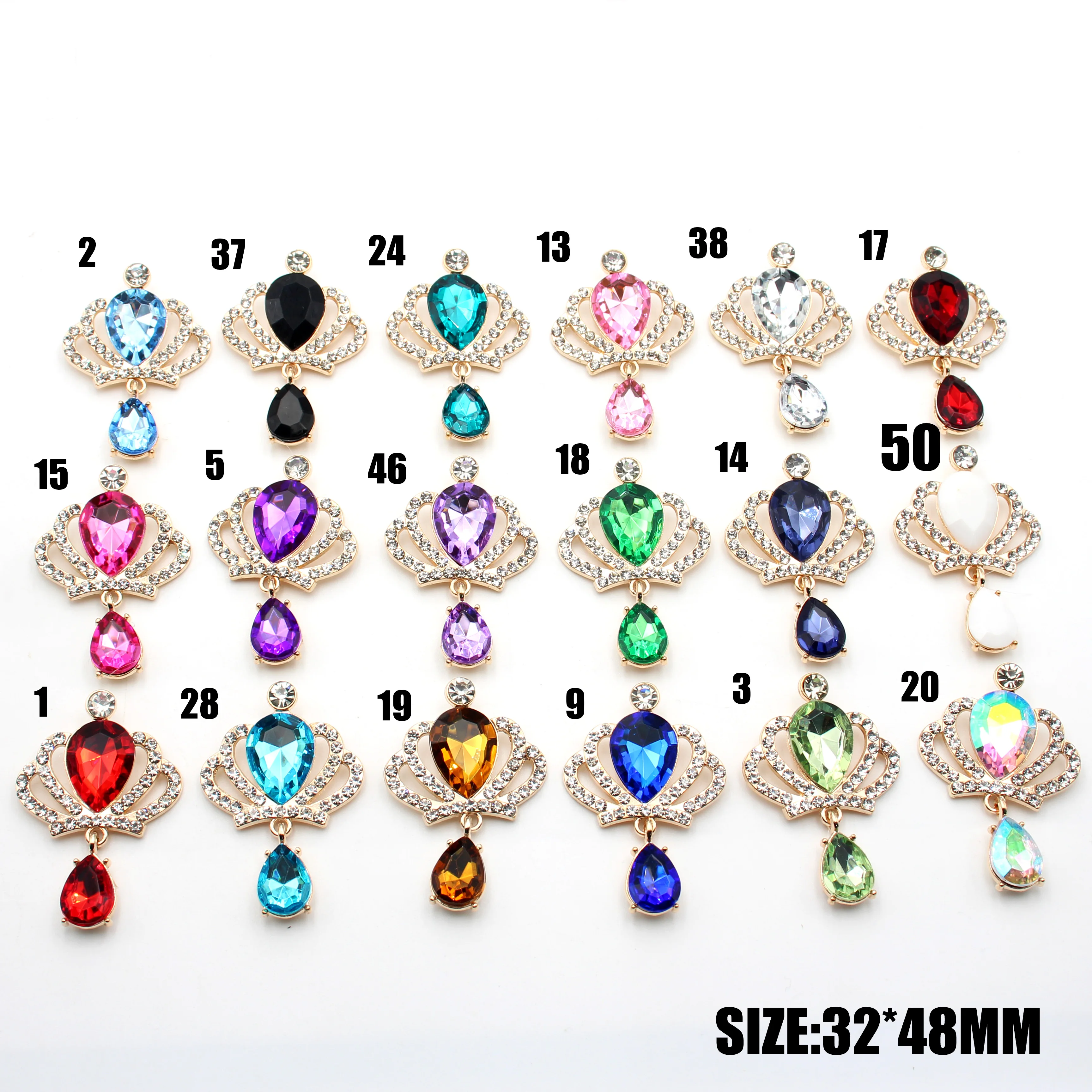 Crown Crystal Pendant Clasp, Alloy Rhinestone Clasp, DIY Wedding Dress Clasp, Gift Box, Decorative Accessories, 32x48mm, 10Pcs