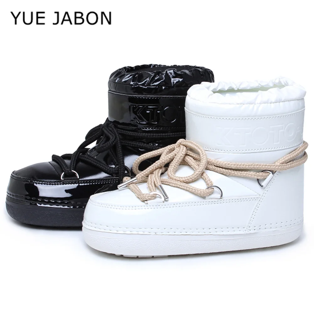 

Белые зимние ботинки большого размера 42, женские ботильоны на шнуровке, женские черные классические водонепроницаемые нескользящие хлопковые ботинки на платформе с круглым носком