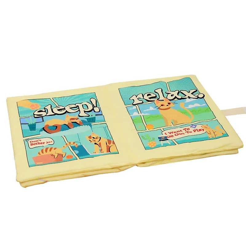 

Cat Bed Book Shape Foldable Pet Sleeping Mat Plush Cushion Interactive Flip Pages Toy for Cats Washable Soft Cozy Nonslip Bottom