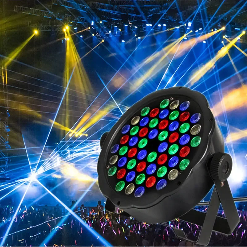 LED 54x3w RGB Bühnen licht flache Par Lampe dmx512 sprach aktivierte Beleuchtung Projektor Nachtclub DJ Disco Party Licht für Weihnachten