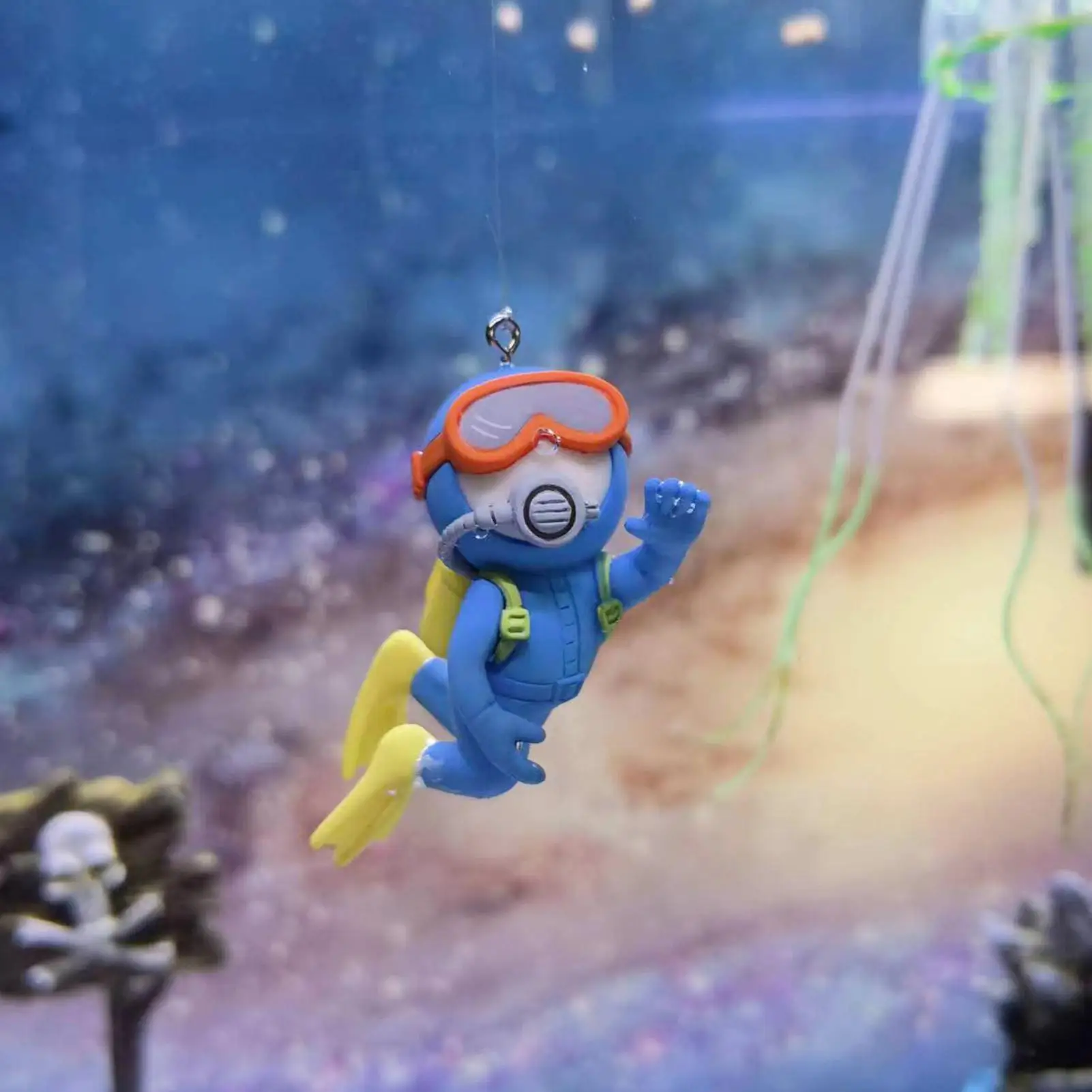 Fish Tank Diver Decorations Aquarium Floating Diver Figurine Little Diver Ornament Adjustable Landscape Greening Decor For Tank