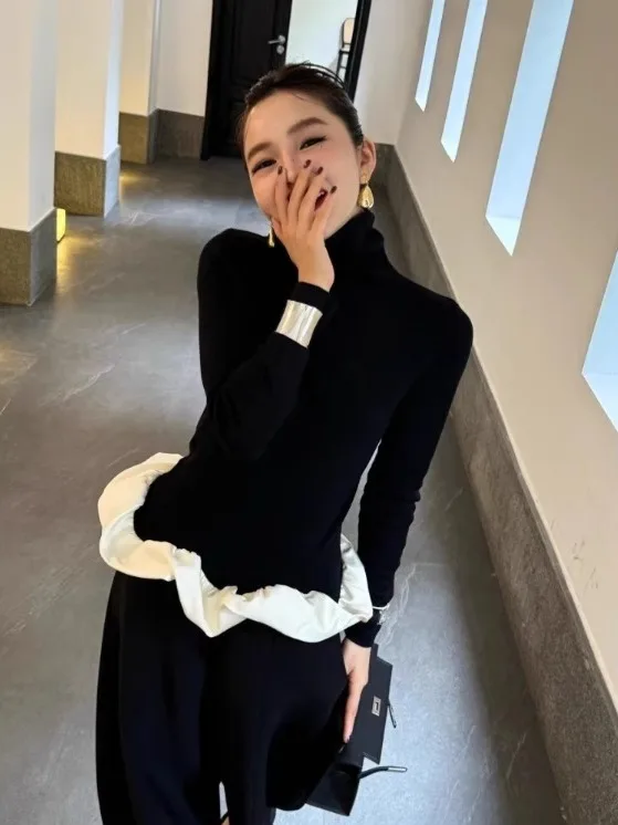 

Новый китайский Sle Bla в стиле пэчворк, бархатный и красивый роскошный зимний уникальный топ Hanfu, женский вязаный шерстяной длинный све irt