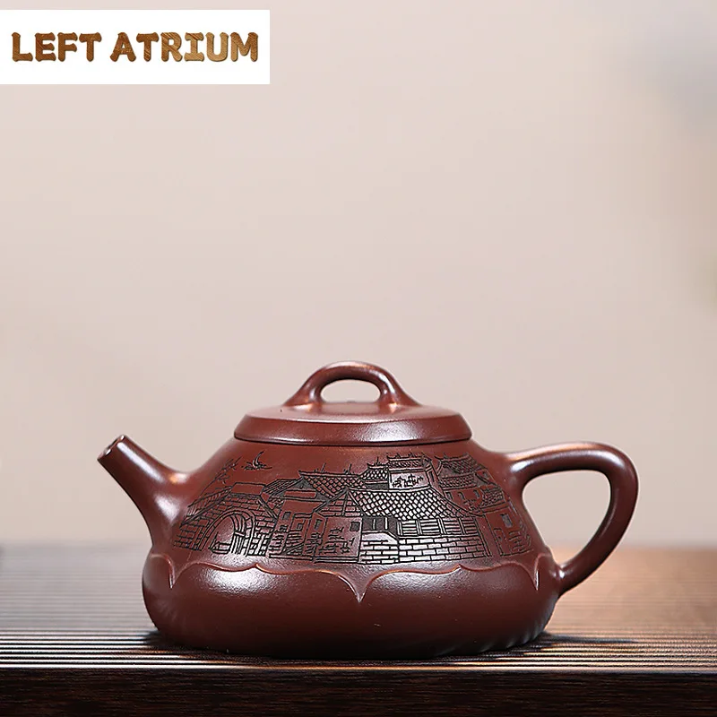 

320ml Authentic Yixing Purple Clay Teapots Raw Ore Iron Red Dragon Blood Sand Tea Pot Kettle Tea Ceremony Customized Teaware