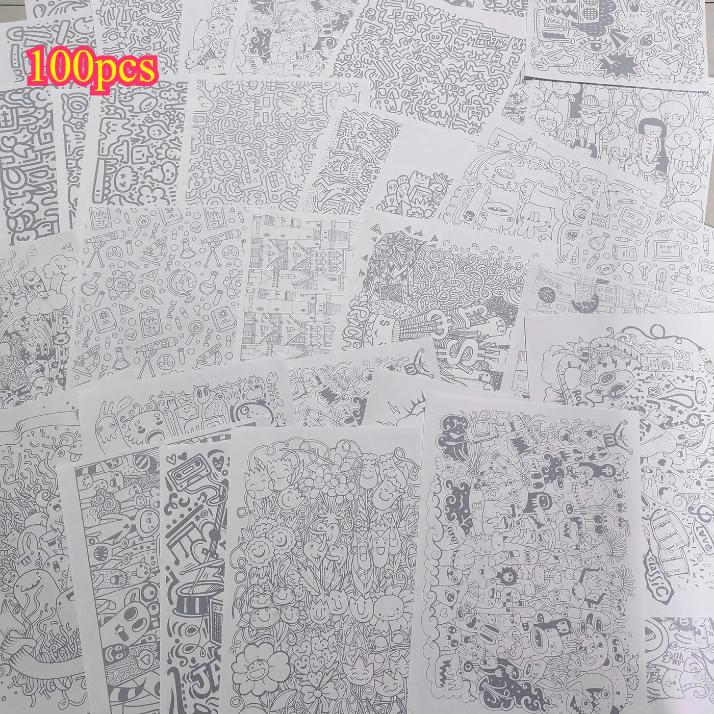 100 Sheets  Stress Relieving Control Pen Line Drawing Drafts, Suitable for Adults To Practice Drawing and Copying Drawing Drafts