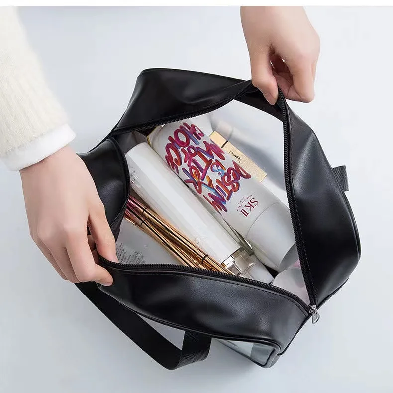 Bolsa de viaje portátil para mujer, bolsa de almacenamiento de maquillaje impermeable transparente, organizador de cosméticos de gran capacidad, estuche de belleza