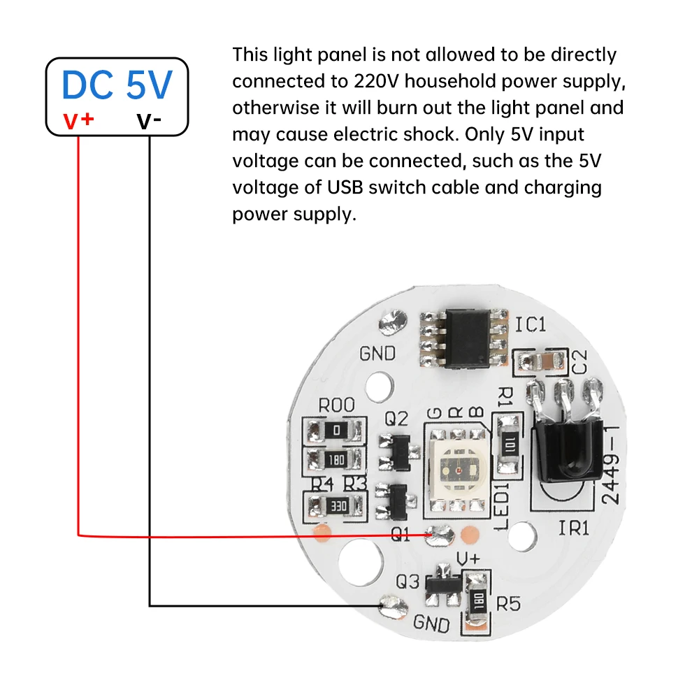 Pannello luminoso a LED con sorgente luminosa da 5 V, gradiente colorato, telecomando wireless a 24 tasti, controller per strisce luminose a LED