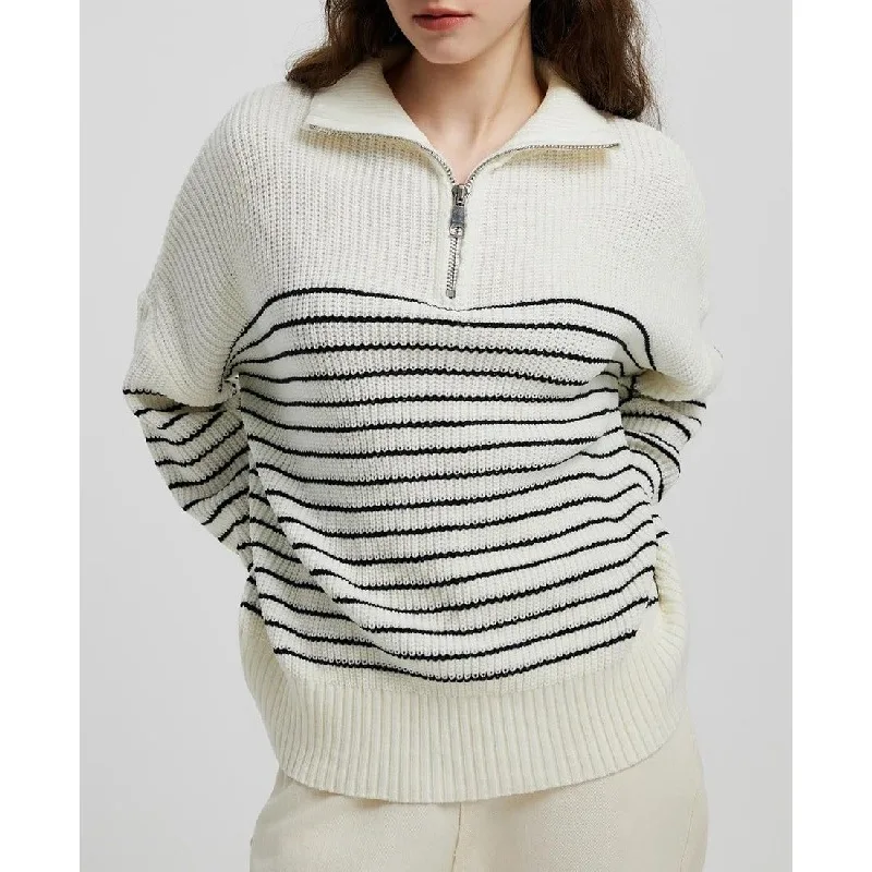 

Women's 4/1 Zipper Knitted Long Sleeve High Neck Casual Loose Pullover