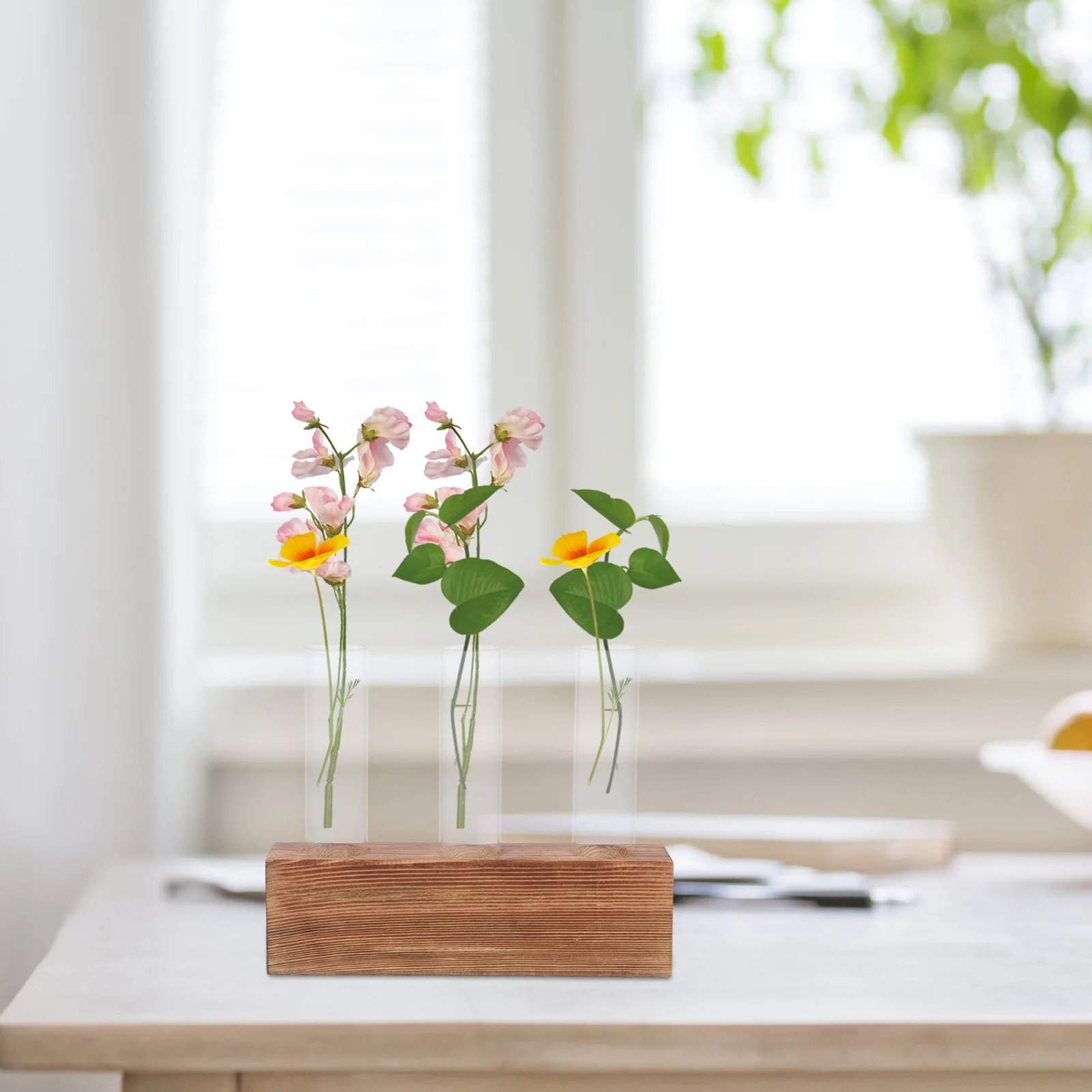 

Hydroponic Flower Vase Glass Planter Wooden St Table Decoration Home Supplies Desktop Plant nament Transparent Container Easy
