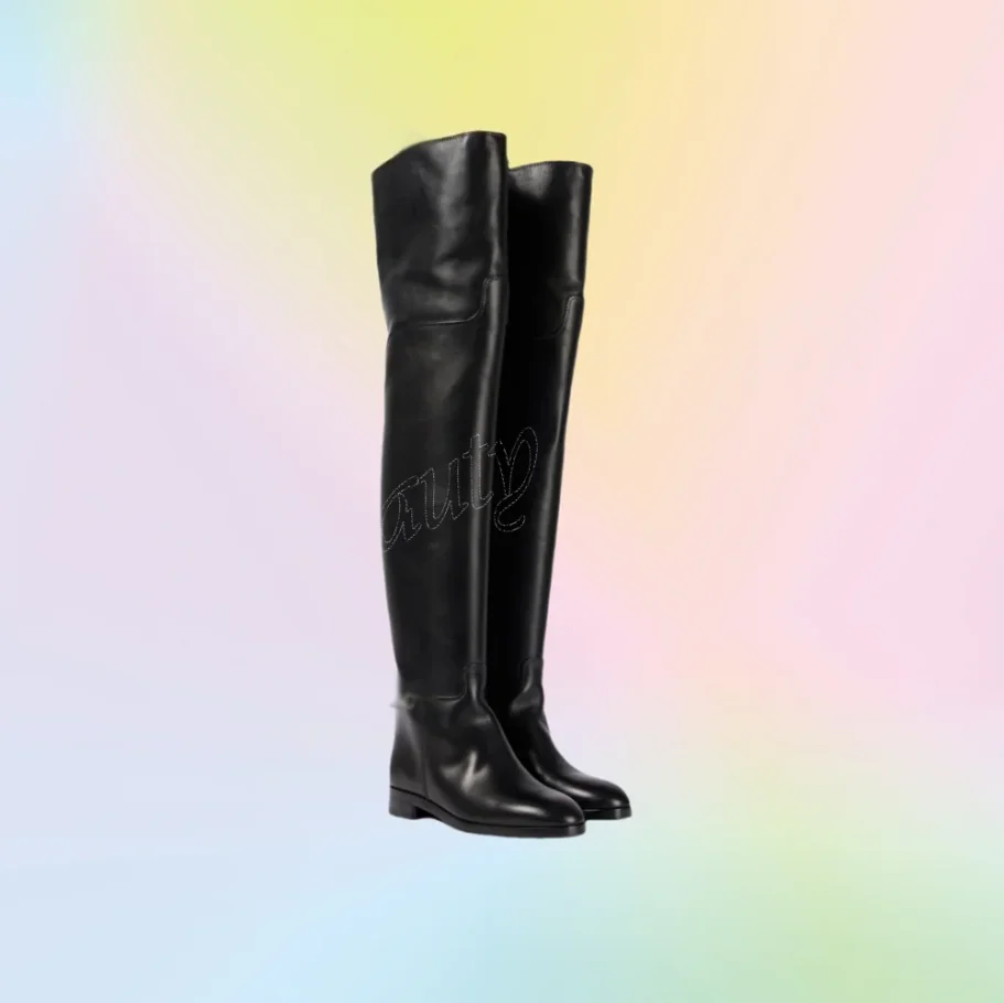 Black Thigh High Square Heel Boots Long Solid Lady Shoes Low Heel High Heel Shoes for Women Shoes 2024 Zapatos Para Mujere
