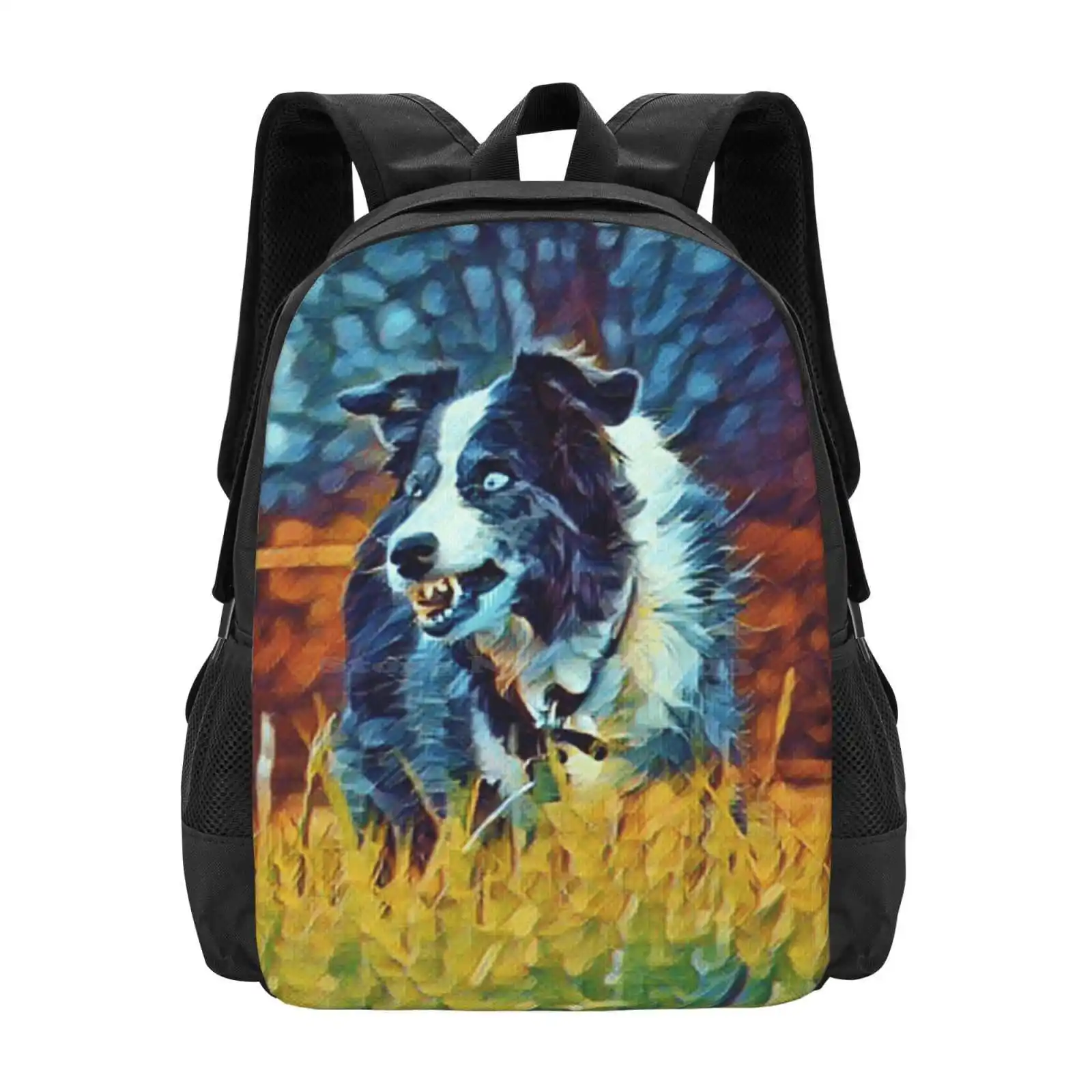 Collie In Slumber Teen College Student Backpack Pattern Design Bags Pet Animal Puppy Canine Cute Sheepdog Shepherd Border